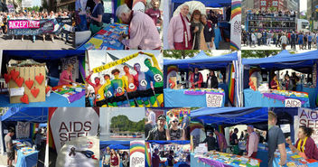 Stand der Aidsseelsorge - Eindrücke von 2015 - Copyright: Collage: Aidsseelsorge Hamburg